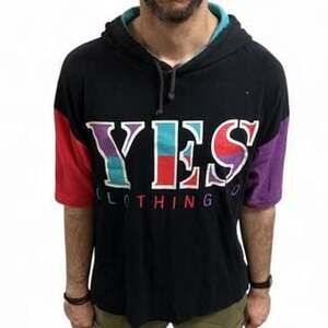 Vintage YES Clothing Co. Color Block Hooded T-Shirt - Big Logo, USA Made (XL)